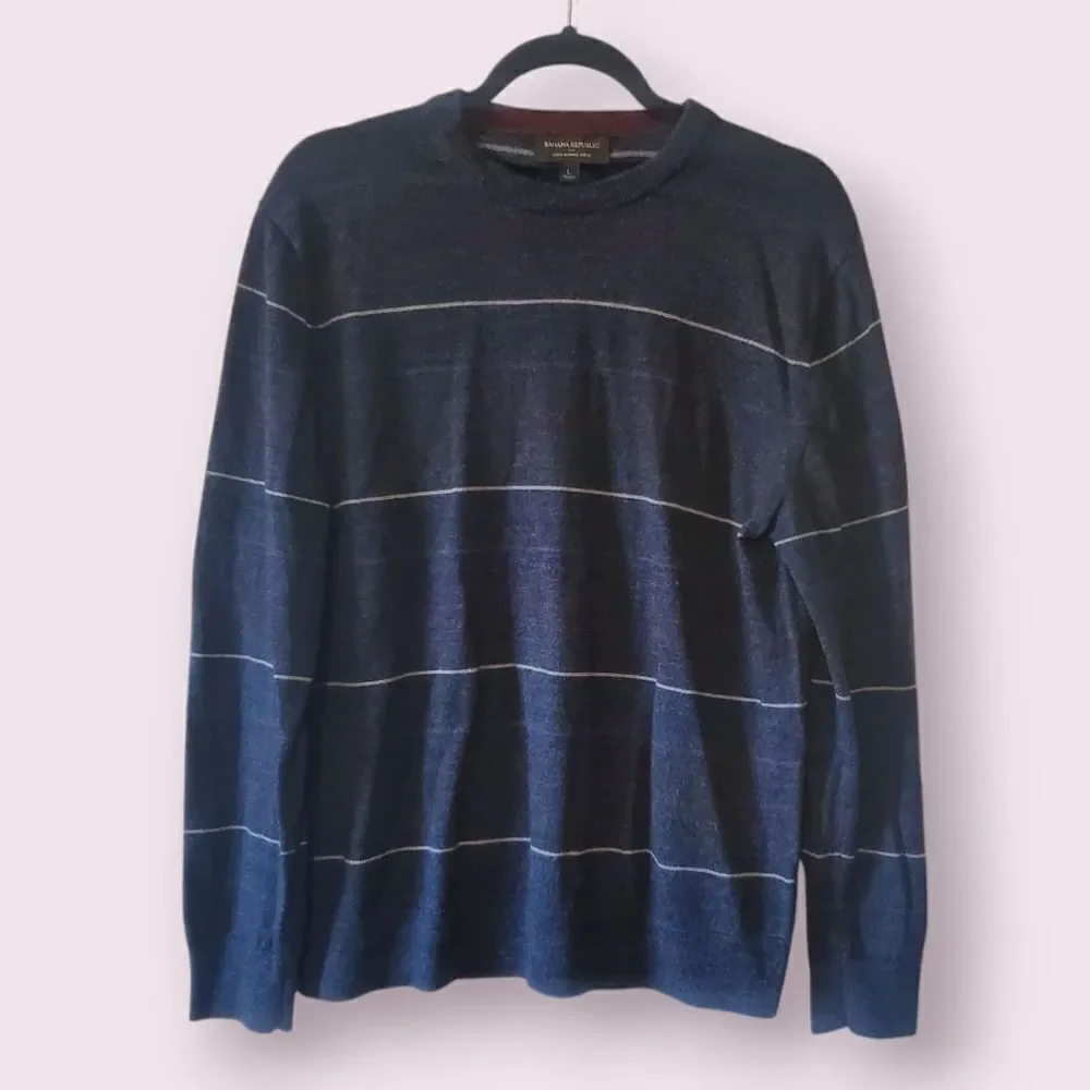 Banana Republic Sweater Men's Large Crewneck Pullover 100% Merino Wool | EUC